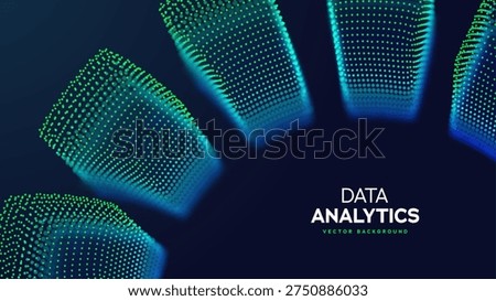 Financial Growth Data Visualization Background With Dotted Digital Stacks, Analytics Graph Style For Business Technology Presentation. Financial Growth Metrics, Statistics Concept. Vector Illustration