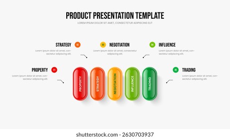 Financial Growth Frame Design Vector Illustration. Creative Report 5 Step Infographic Presentation Layout. Visual Briefing Five Option Diagram Slide Template.