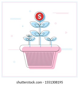 Financial growth icon with flat design.