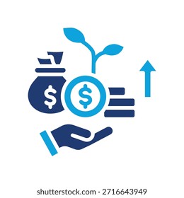 Icono de crecimiento financiero Ilustración vectorial mixta