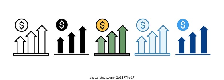 Financial Growth Icon Set Multiple Style Collection