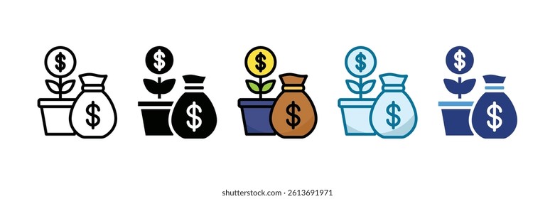 Financial Growth Icon Set Multiple Style Collection