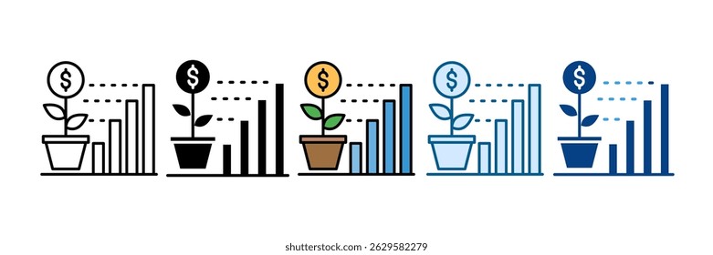 Financial Growth Icon Set Multiple Style Collection