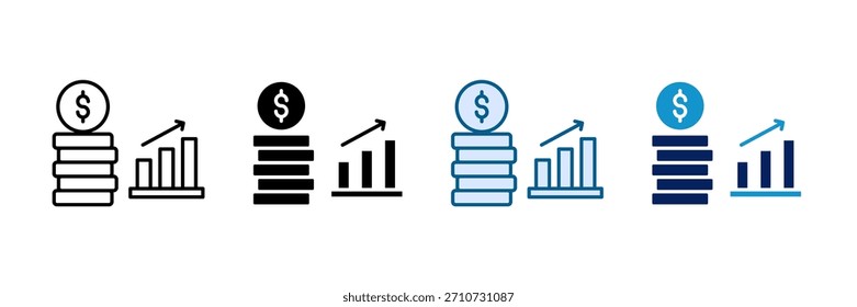 Conjunto de iconos de crecimiento financiero Colección de estilo múltiple