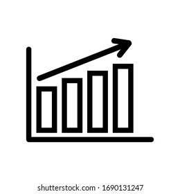 Símbolo vectorial simple del gráfico de barras de aumento del crecimiento financiero. Icono del vector EPS.