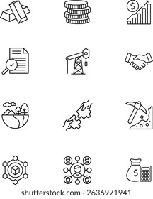 Financial Growth, Investment, and Natural Resources Icons - Conceptual Design for Business, Economy, and Industry