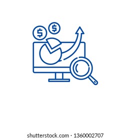 Financial growth line icon concept. Financial growth flat  vector symbol, sign, outline illustration.