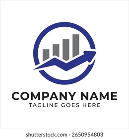 Diseño de logotipo de crecimiento financiero con una flecha que apunta hacia arriba rodeada de una frontera circular para una empresa