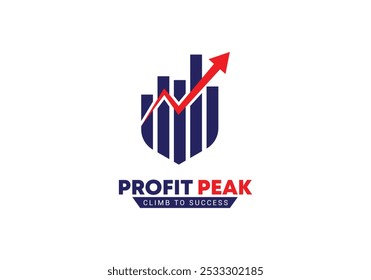 Financial Growth Logo Design Template, Business financial chart Logo icon with upside arrow concept business peak vector logo design