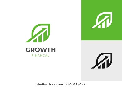 financial growth up logo icon design with leaf and arrow combined for economy, finance element symbol