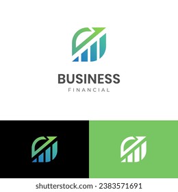 diseño de icono de logotipo de crecimiento financiero con hoja y flecha combinadas para economía, símbolo de elemento gráfico de finanzas