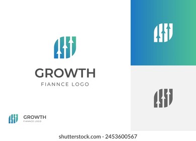 financial growth up logo icon design with graph and arrow combined for economy, finance vector element symbol