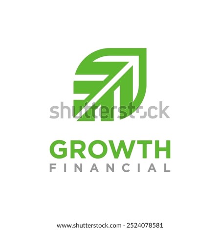 financial growth up logo icon design with leaf and arrow combined for economy, finance element symbol