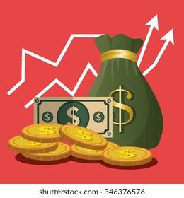 Financial growth up and money graphic design with icons, vector illustration