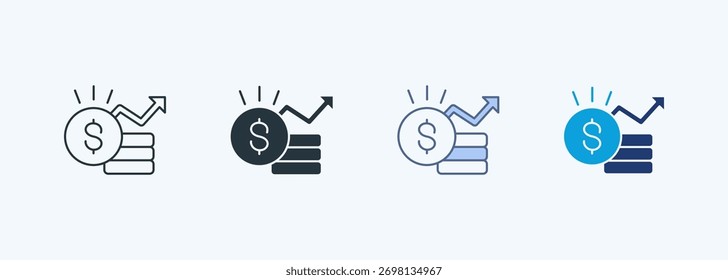 Coleção de Ícones de Estilo Múltiplo de Crescimento Financeiro