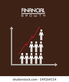 financial growth over brown background vector illustration 