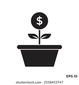 financial growth pot flat icon vector