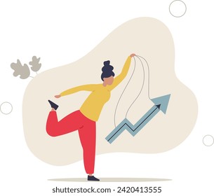 Financial growth, profit increase or earning capital gain, growing investment or market domination or improvement concept.flat vector illustration.