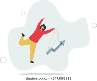 Financial growth, profit increase or earning capital gain, growing investment or market domination or improvement concept.flat design.illustration with people.