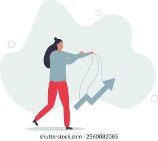 Financial growth, profit increase or earning capital gain, growing investment or market domination or improvement concept.flat characters.