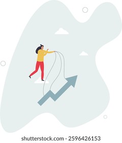 Financial growth, profit increase or earning capital gain, growing investment or market domination or improvement concept.flat character life .
