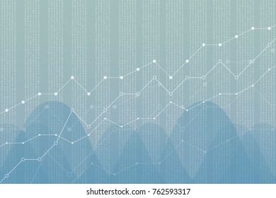 Financial Growth, Revenue Graph, Vector Illustration. Trend Lines, Columns, Market Economy Information Background. Chart Analytics Strategy Concept.