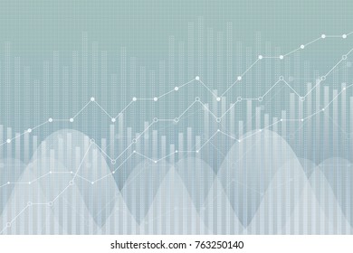 Financial growth, revenue graph, vector illustration. Trend lines, bars, market economy information background. Chart analytics strategy concept.