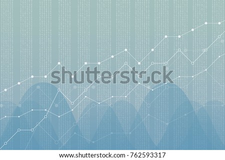 Financial growth, revenue graph, vector illustration. Trend lines, columns, market economy information background. Chart analytics strategy concept.
