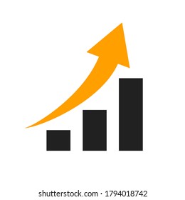 financial growth rise flat vector image on white background, arrow up