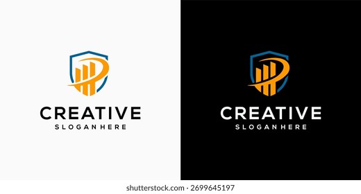 Crescimento financeiro e logotipo do Escudo de Segurança