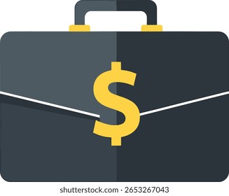 Financial Growth Strategy Business Briefcase Icon Signifying Investment Success and Portfolio Management, Wealth, and Investment with Yellow Dollar