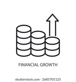 Ícones de vetor de linha fina de crescimento financeiro.