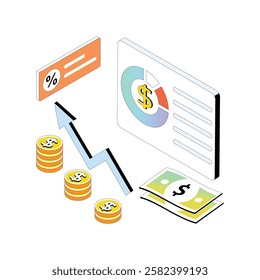 Financial Growth vector Gradient isometric Style illustration. Eps 10 File