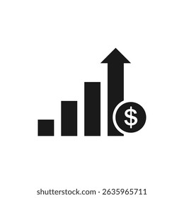 financial growth vector icon, dollar profit