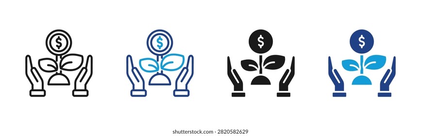 Financial Growth Web icon with multiple style collection