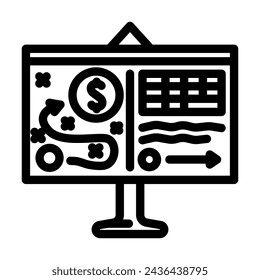 vector de icono de línea de guía financiera. símbolo de guía financiera. símbolo de contorno aislado ilustración negra