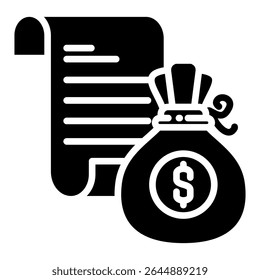 Ícone de glifo financeiro. Design de ícone de vetor simples em estilo de glifo. Formato de vetor editável