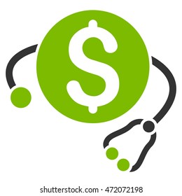 Financial Health icon. Vector style is bicolor flat iconic symbol with rounded angles, eco green and gray colors, white background.