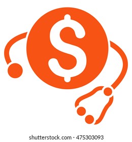 Financial Health icon. Vector style is flat iconic symbol with rounded angles, orange color, white background.