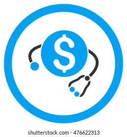 Financial Health rounded icon. Vector illustration style is flat iconic bicolor symbol, blue and gray colors, white background.