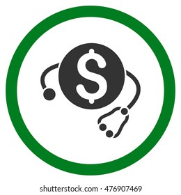 Financial Health vector bicolor rounded icon. Image style is a flat icon symbol inside a circle, green and gray colors, white background.
