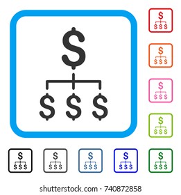 Financial Hierarchy icon. Flat grey iconic symbol inside a light blue rounded frame. Black, gray, green, blue, red, orange color versions of Financial Hierarchy vector.