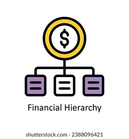 Hierarchie der Finanzhierarchie, Vektor ausgefüllt Design-Abbildung. Symbol auf weißem Hintergrund EPS10-Datei