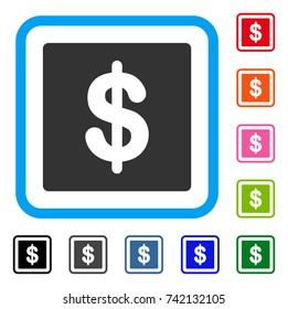 Financial icon. Flat grey iconic symbol inside a light blue rounded rectangular frame. Black, gray, green, blue, red, orange color additional versions of Financial vector.
