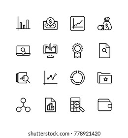 Financial icon set. Collection of high quality black outline logo for web site design and mobile apps. Vector illustration on a white background.