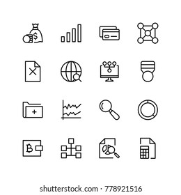 Financial icon set. Collection of high quality black outline logo for web site design and mobile apps. Vector illustration on a white background.