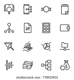Financial icon set. Collection of high quality black outline logo for web site design and mobile apps. Vector illustration on a white background.