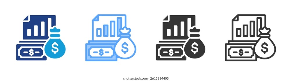 Financial icon set multiple style collection
