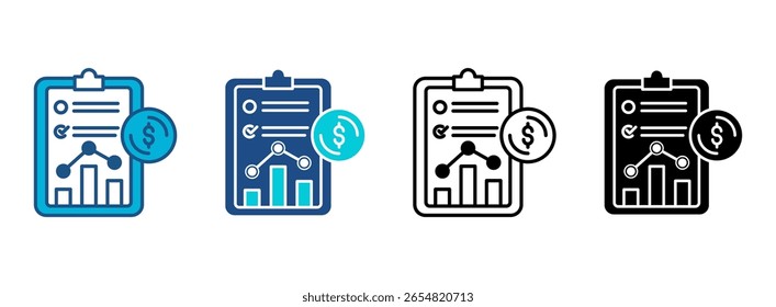 Conjunto de iconos financieros con varios estilos. Ilustración vectorial
