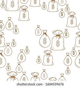 Financial icon set seamless background, dollar currency money signs, backdrop for financial website or economical theme ads and information, vector wallpaper or web site background.